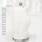 White Ceramic and Stainless Steel Paper Towel Holder with 5 Interchangeable Metal Seasonal/Decor Magnets.